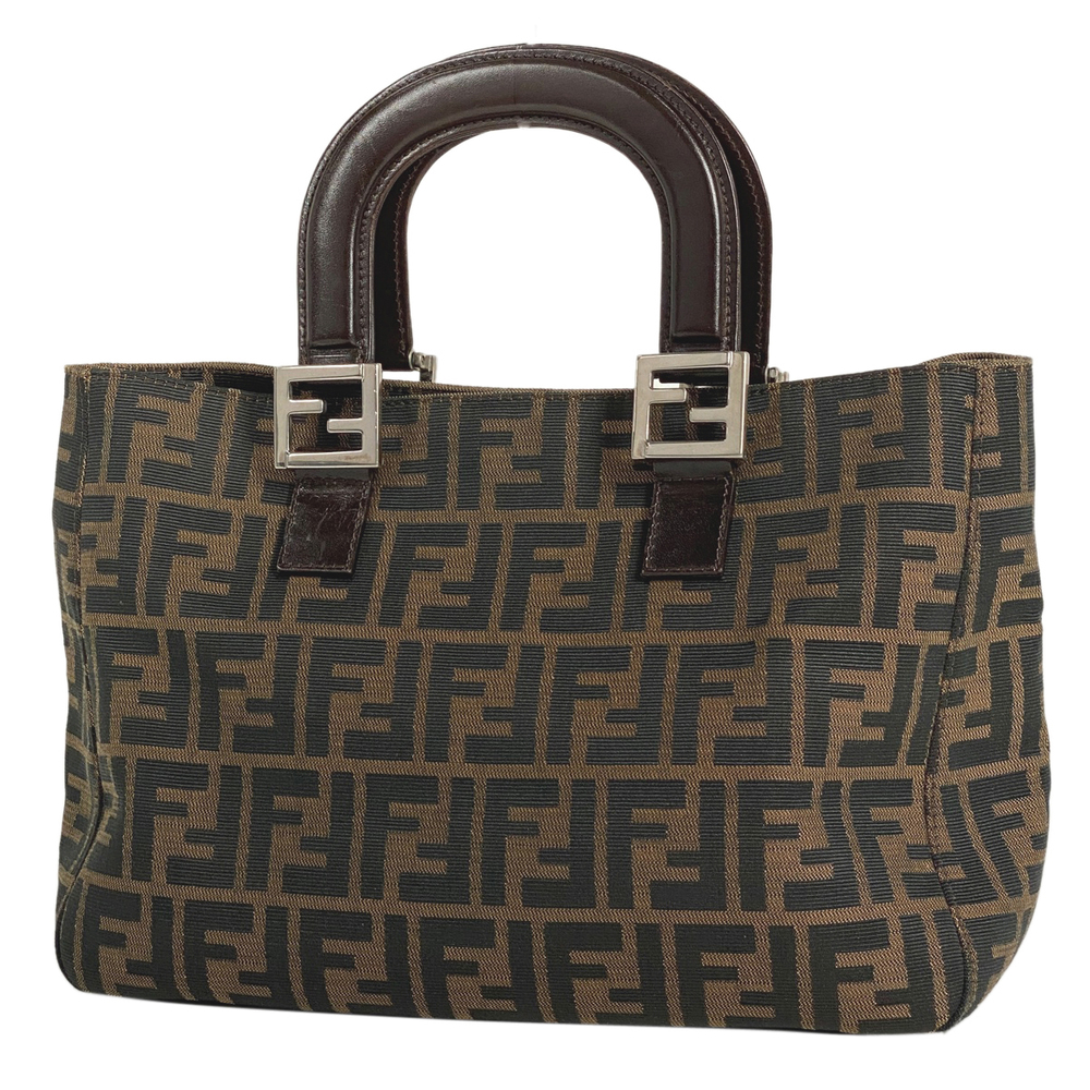 Fendi Zucca Pattern All Over Logo Canvas Handbag … - image 1